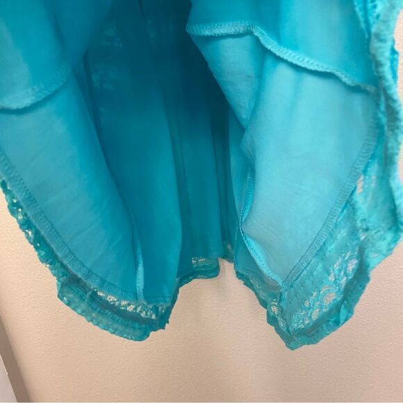 Aqua blue teal lace A Line Dress child 14/juniors - Picture 3 of 6
